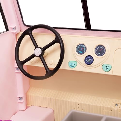 Our Generation Ice Cream Truck Playset - 18" Doll Vehicle with Food Toys for Kids 3+ (Pink)