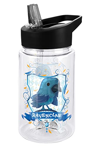 LOGOVISION Botella Agua Harry Potter - Tritan 12oz (350ml) con Pajita, Diseño Ravenclaw, para Niños/Unisex