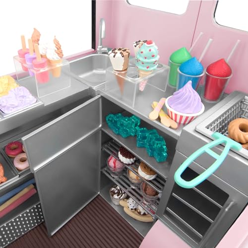 Our Generation Ice Cream Truck Playset - 18" Doll Vehicle with Food Toys for Kids 3+ (Pink)