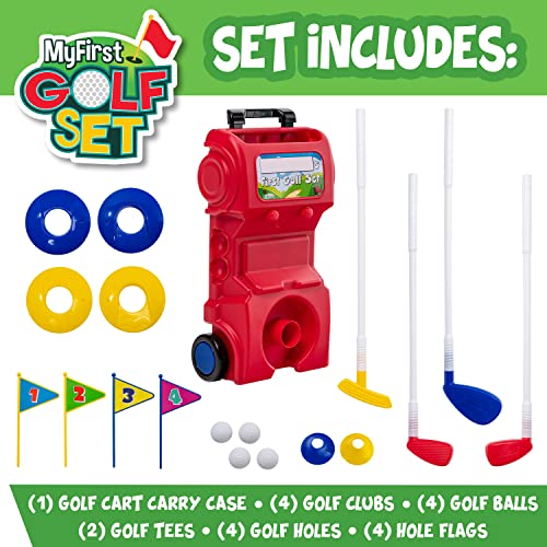 Franklin Sports Kids Golf Set - Toy Clubs + Balls for Toddlers (4 Clubs, 4 Balls, 4 Holes, Case)