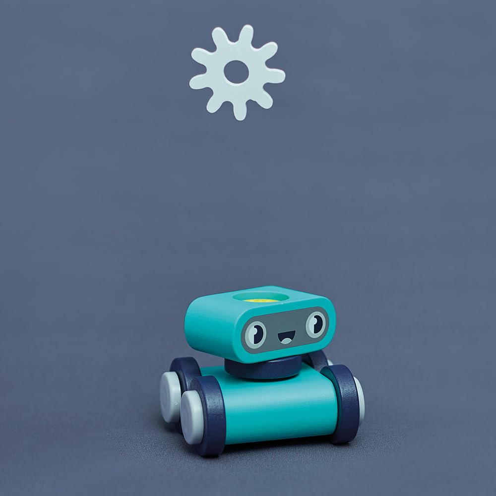 Janod Mesa Robot Brico'Kids - Taller de Bricolaje Infantil con 51 Accesorios, 3 Herramientas y Robot - Juguete Educativo 3+ Años (J06457)
