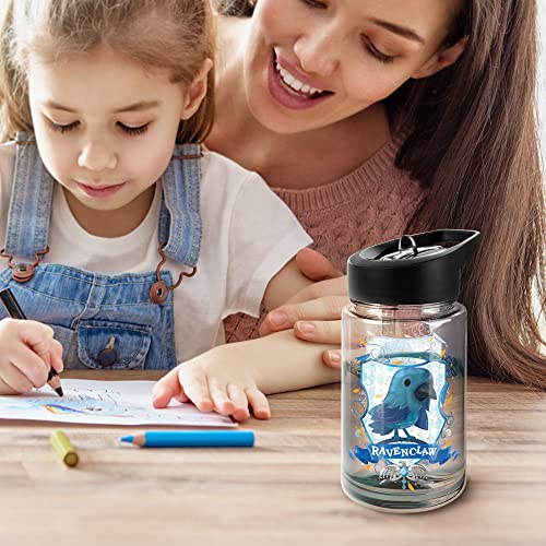 LOGOVISION Botella Agua Harry Potter - Tritan 12oz (350ml) con Pajita, Diseño Ravenclaw, para Niños/Unisex