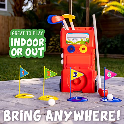 Franklin Sports Kids Golf Set - Toy Clubs + Balls for Toddlers (4 Clubs, 4 Balls, 4 Holes, Case)