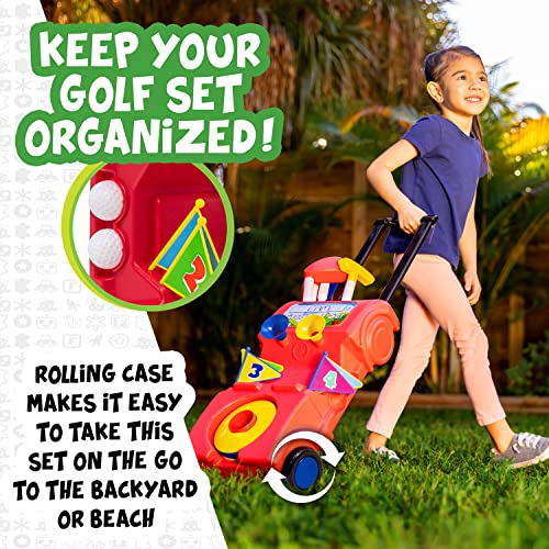Franklin Sports Kids Golf Set - Toy Clubs + Balls for Toddlers (4 Clubs, 4 Balls, 4 Holes, Case)