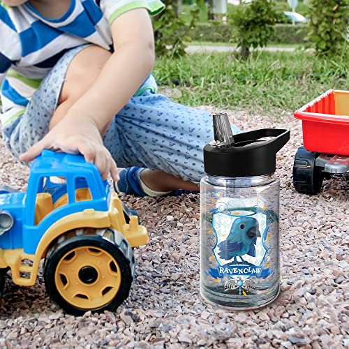 LOGOVISION Botella Agua Harry Potter - Tritan 12oz (350ml) con Pajita, Diseño Ravenclaw, para Niños/Unisex