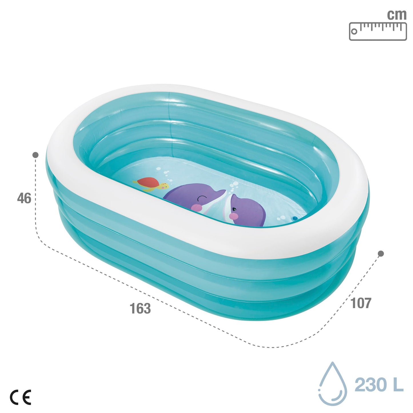 Piscina Hinchable Intex para Niños - 163x107cm, 230 Litros, Incluye Parche Reparación