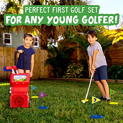 Franklin Sports Kids Golf Set - Toy Clubs + Balls for Toddlers (4 Clubs, 4 Balls, 4 Holes, Case)