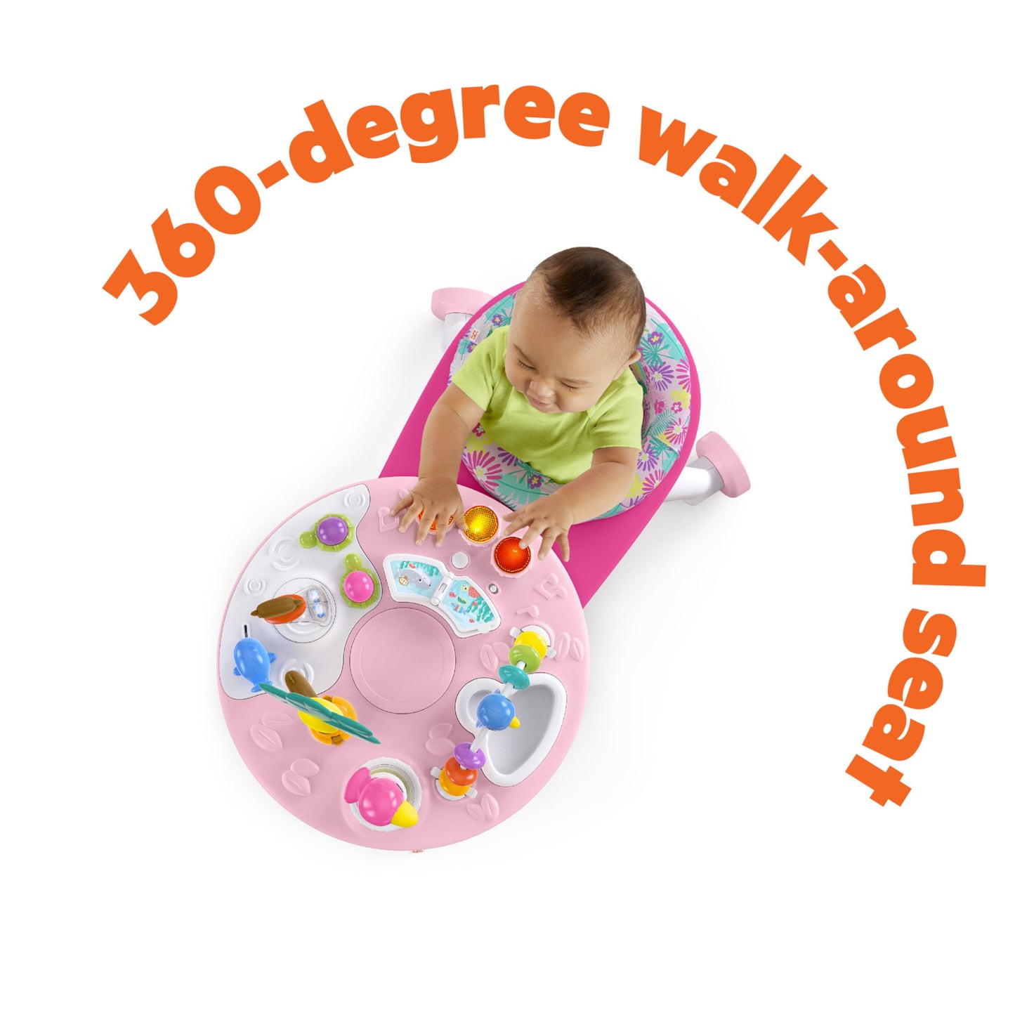 Bright Starts Around We Go - Centro de Actividades 2 en 1 (Rosa Coral)
