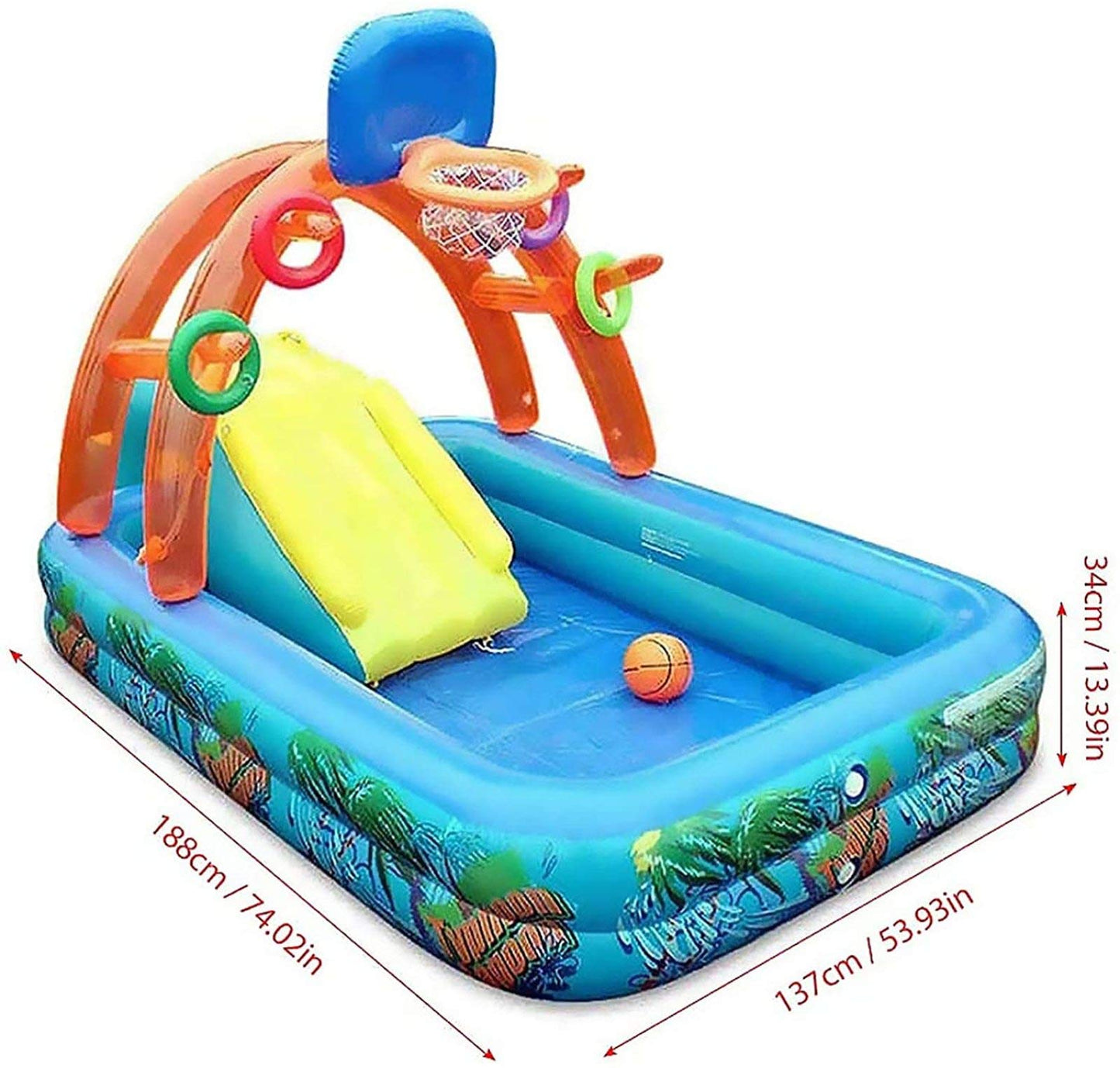 Castillo Hinchable Piscina Infantil - Centro de Juegos Acuáticos para Niños +3 Años y Mascotas