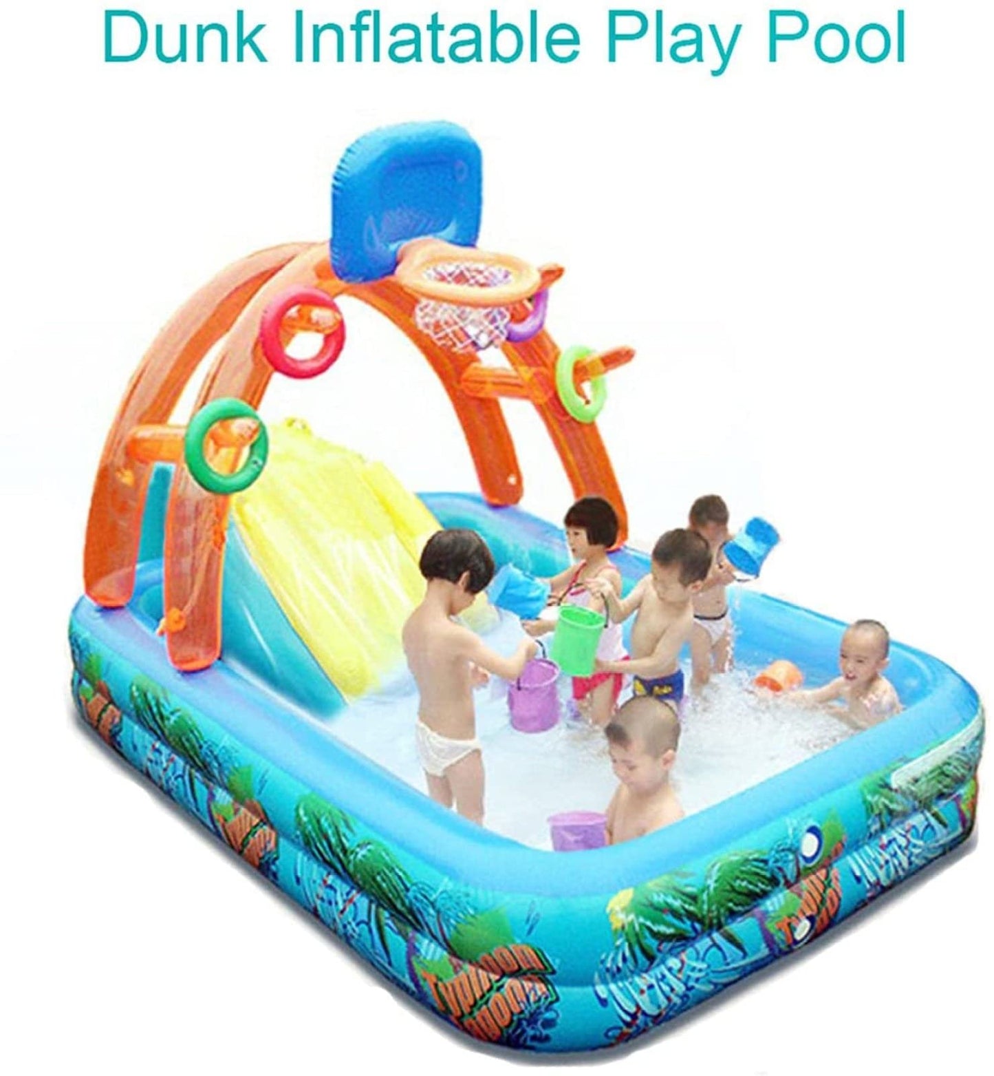 Castillo Hinchable Piscina Infantil - Centro de Juegos Acuáticos para Niños +3 Años y Mascotas