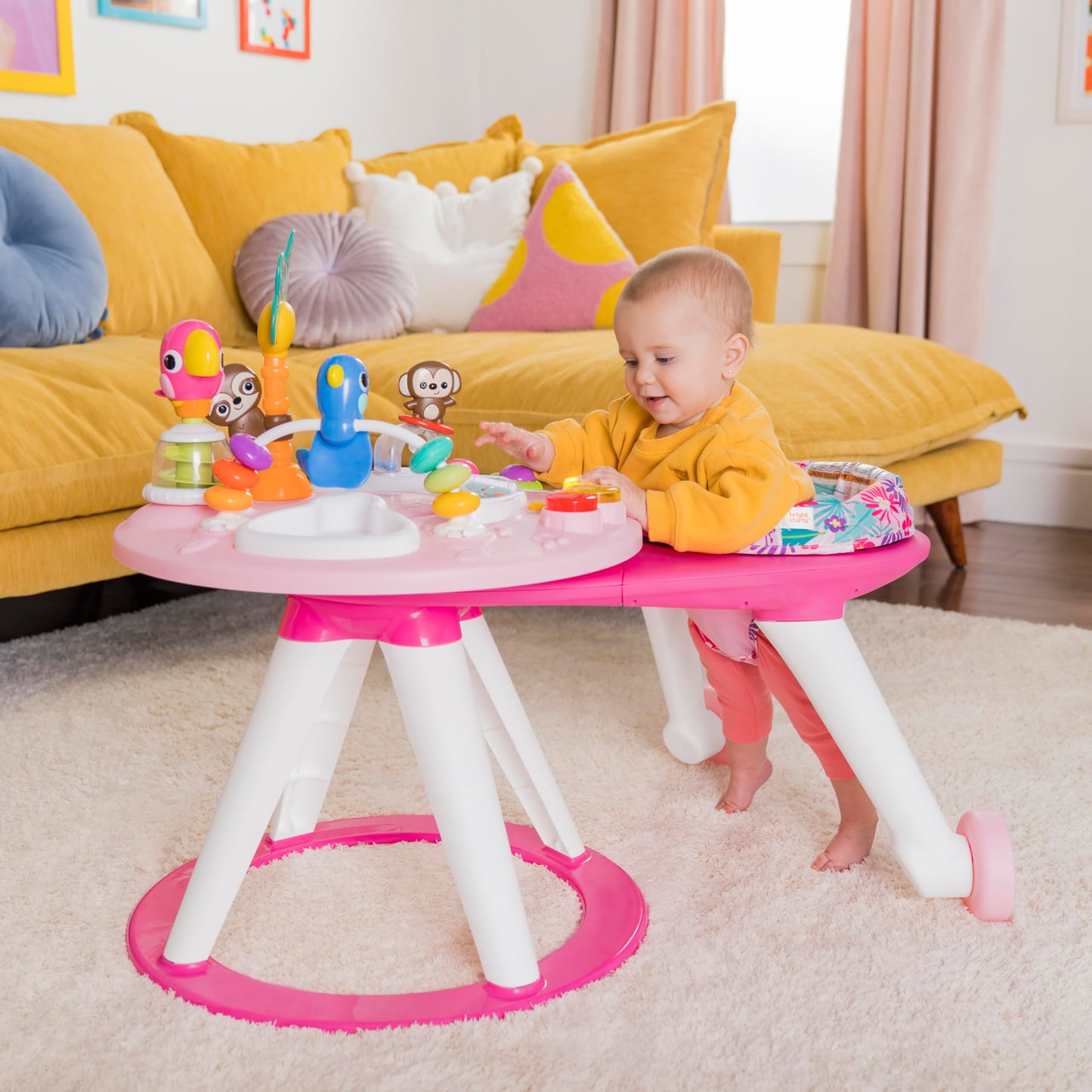 Bright Starts Around We Go - Centro de Actividades 2 en 1 (Rosa Coral)