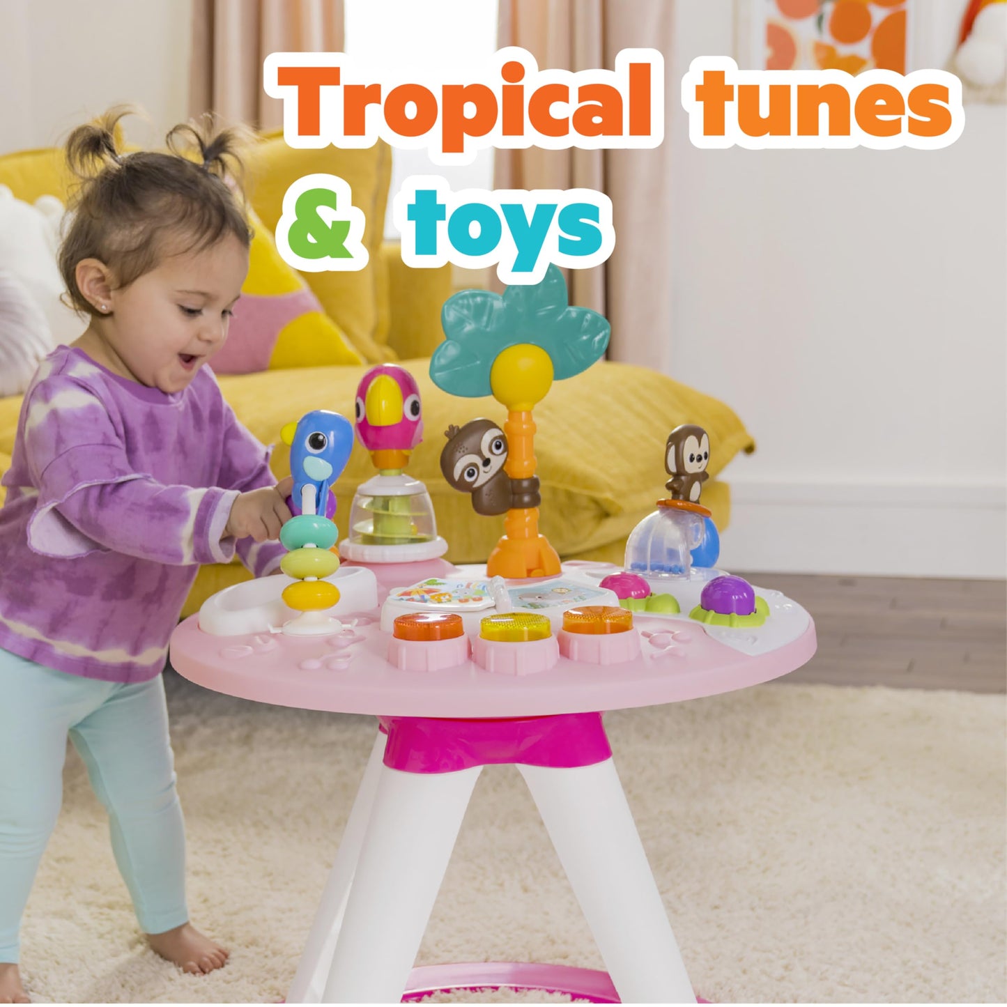 Bright Starts Around We Go - Centro de Actividades 2 en 1 (Rosa Coral)