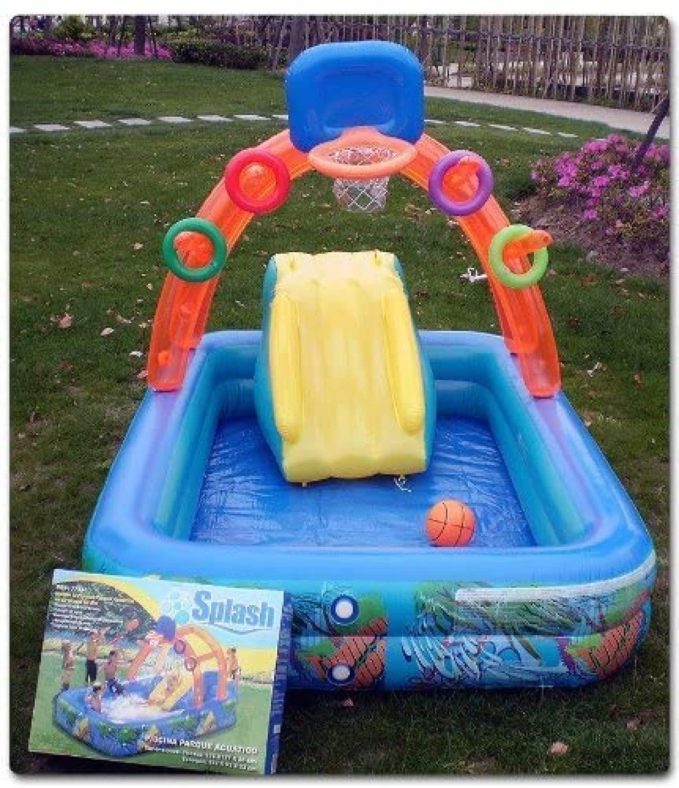 Castillo Hinchable Piscina Infantil - Centro de Juegos Acuáticos para Niños +3 Años y Mascotas