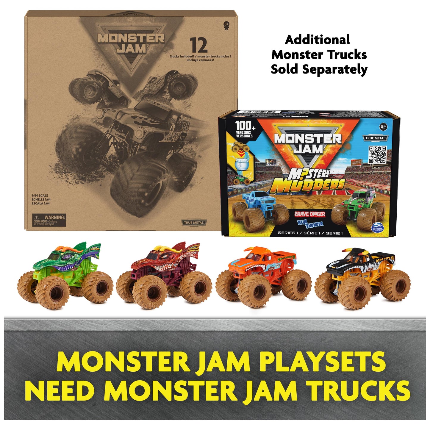 Monster Jam Lote de 12 Camiones 1:64 - Juguete Oficial para Niños 4+