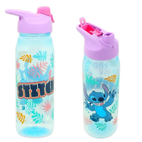 Disney Stitch - Juego de Botellas de Agua para Niños 600ml (20oz) con Calcomanías, Diseño Lilo & Stitch