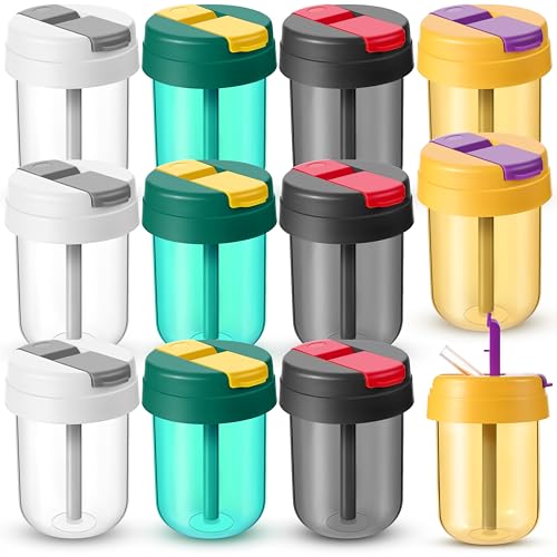 Olgaa 12 Botellas Niños 300ml con Pajita - Reutilizables, para Colegio/Deportes, Regalos Estudiantes