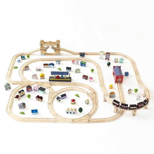 Le Toy Van London Wooden Train Set - 120 Piece Track & Accessories - Educational Toy for Boys/Girls Age 3+