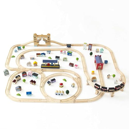 Le Toy Van London Wooden Train Set - 120 Piece Track & Accessories - Educational Toy for Boys/Girls Age 3+
