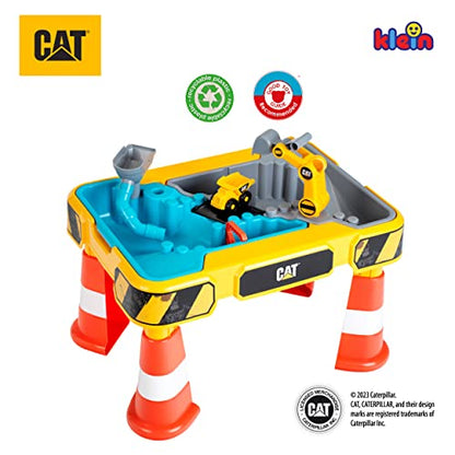 Theo Klein 3237 Mesa de Agua y Arena CAT - Con Excavadora, Volquete y 2 Tuberías - Juguete para Niños 18+ Meses (Incluye Cubetas Extraíbles)
