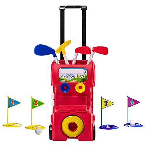 Franklin Sports Kids Golf Set - Toy Clubs + Balls for Toddlers (4 Clubs, 4 Balls, 4 Holes, Case)