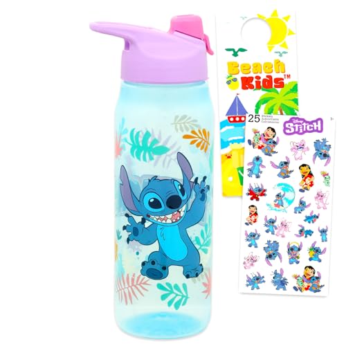 Disney Stitch - Juego de Botellas de Agua para Niños 600ml (20oz) con Calcomanías, Diseño Lilo & Stitch