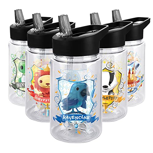 LOGOVISION Botella Agua Harry Potter - Tritan 12oz (350ml) con Pajita, Diseño Ravenclaw, para Niños/Unisex