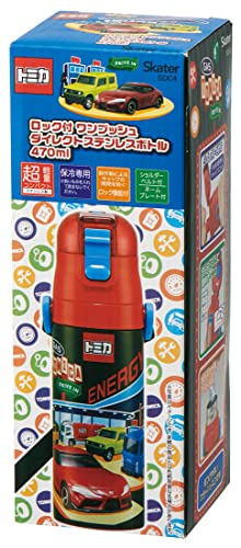 Skater SDC4-A Botella de Agua para Niños - Acero Inoxidable, 470ml (16.5oz), Pico para Beber, Diseño Tomica 22 para Niños