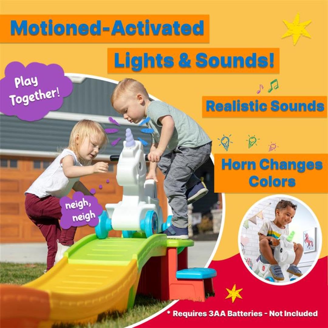Step2 Montaña Rusa Unicornio para Niños - Tobogán con Vehículo para Interior/Exterior - Juguete Infantil con Coches de Unicornio