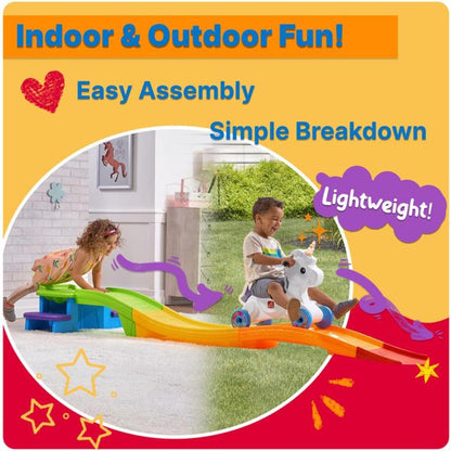 Step2 Montaña Rusa Unicornio para Niños - Tobogán con Vehículo para Interior/Exterior - Juguete Infantil con Coches de Unicornio