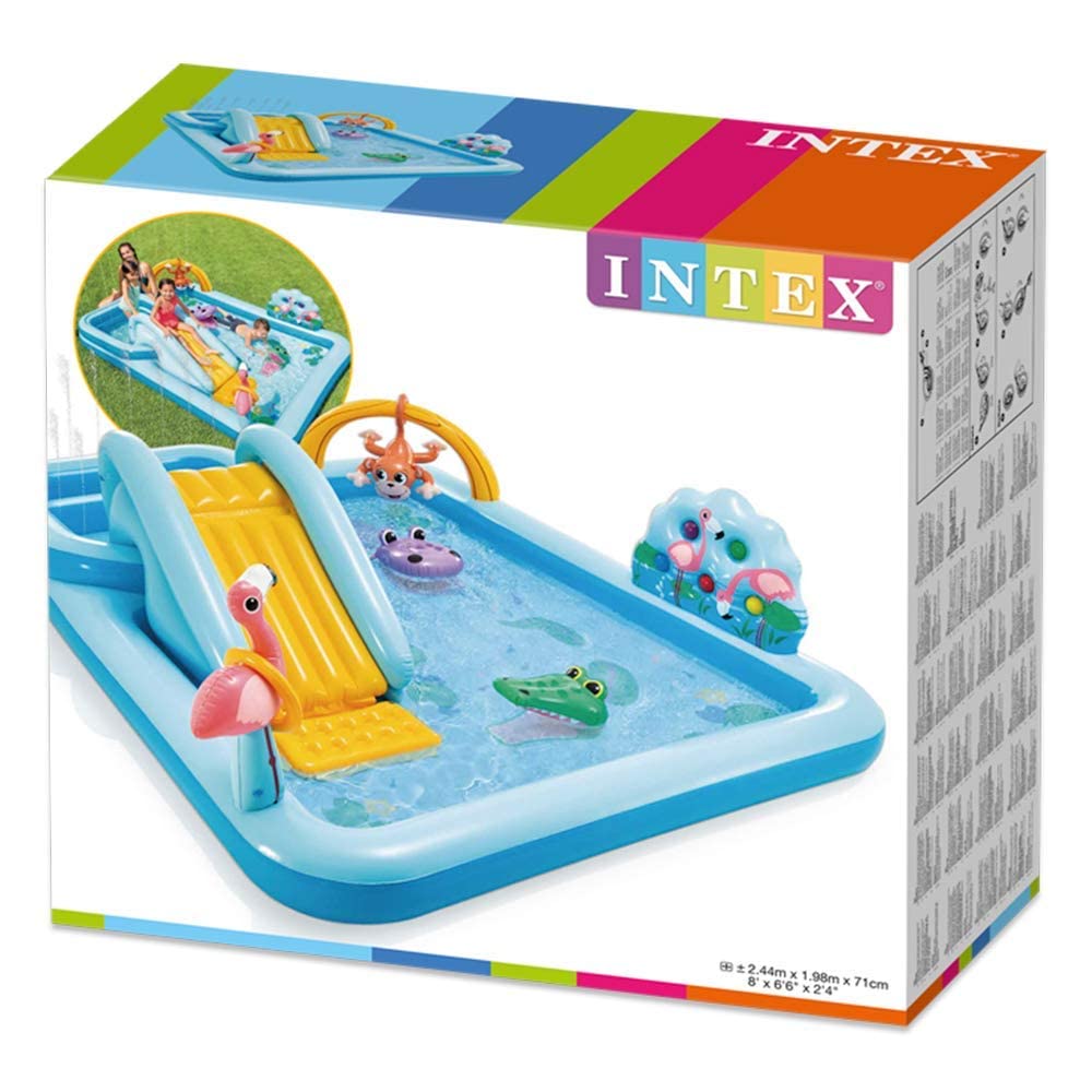 Centro Acuático INTEX 57161NP - Tobogán, Fuente y Juegos de Agua, Temática Jungla