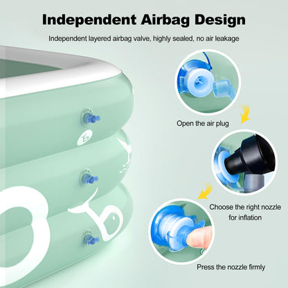 Ergocar Piscina Hinchable Exterior con Tobogán Integrado, Rectangular, Verde, para Niños y Adultos
