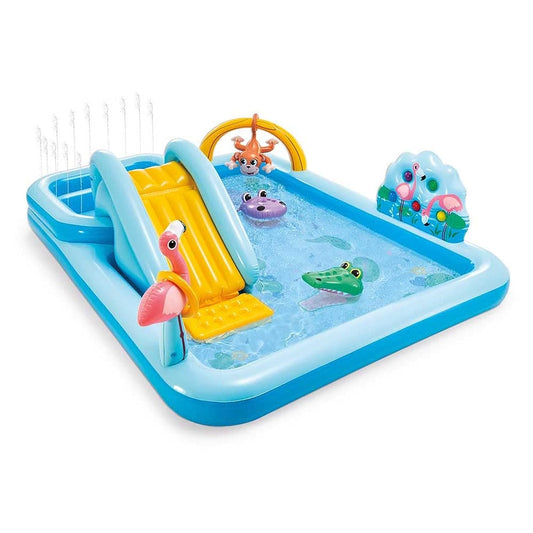 Centro Acuático INTEX 57161NP - Tobogán, Fuente y Juegos de Agua, Temática Jungla