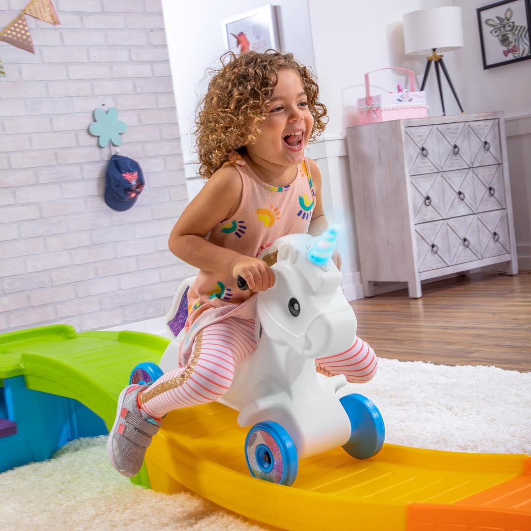 Step2 Montaña Rusa Unicornio para Niños - Tobogán con Vehículo para Interior/Exterior - Juguete Infantil con Coches de Unicornio