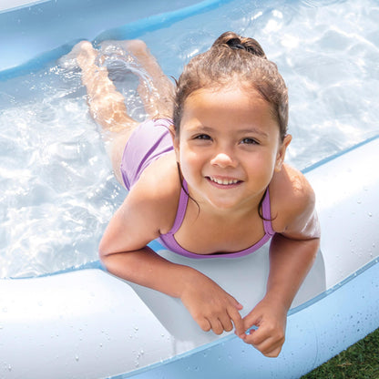 Intex Piscina Hinchable Infantil Rectangular - 166x100x25cm, 90L, Suelo Hinchable, Azul, para Niños +2 Años (57403)