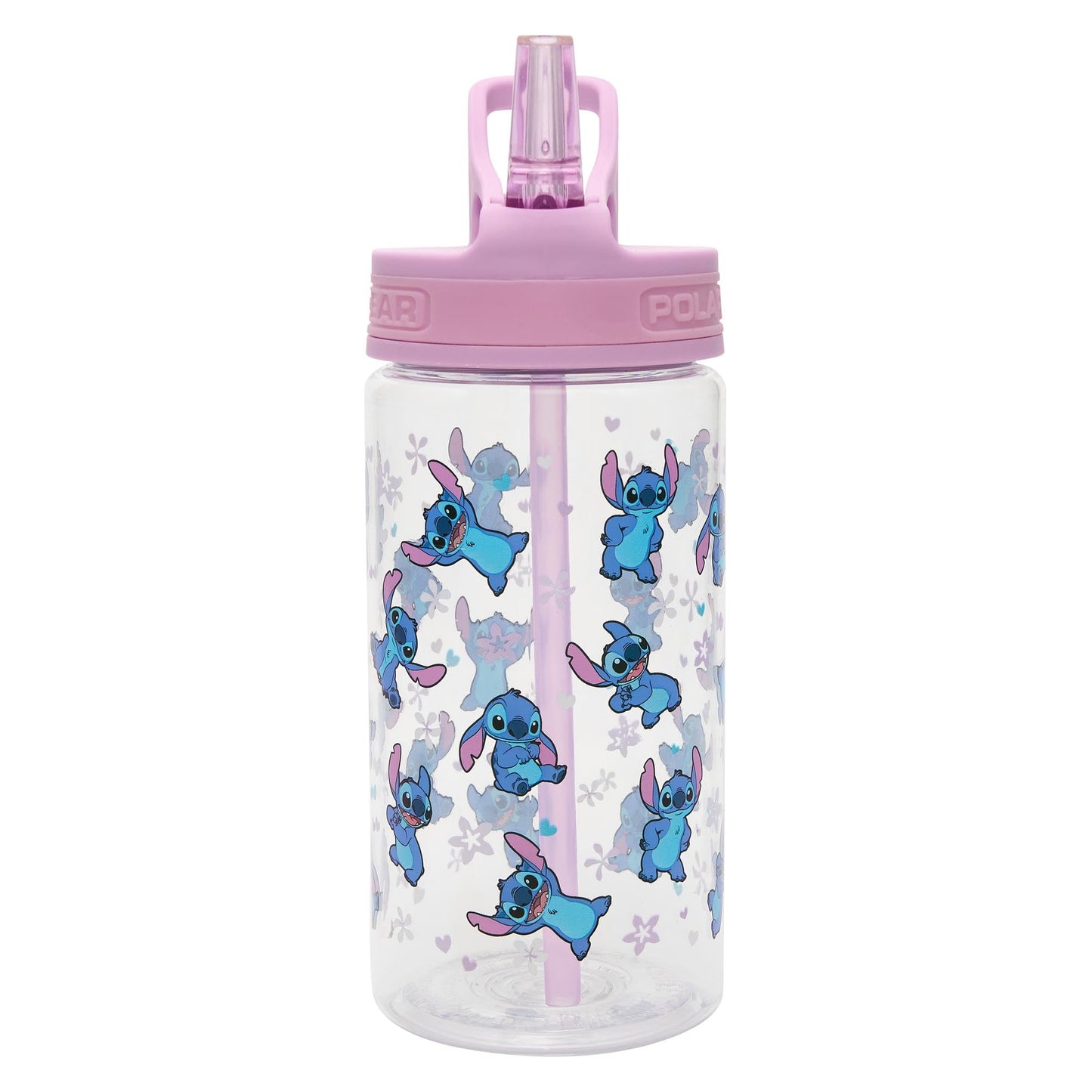 Disney Stitch - Botella de Agua Infantil 400ml con Pajilla, Sin BPA, Asa Transporte y Pajita Extraíble