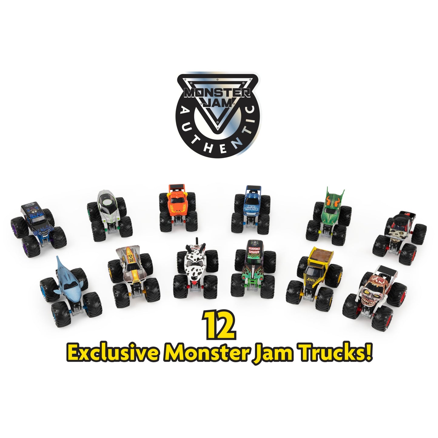 Monster Jam Lote de 12 Camiones 1:64 - Juguete Oficial para Niños 4+