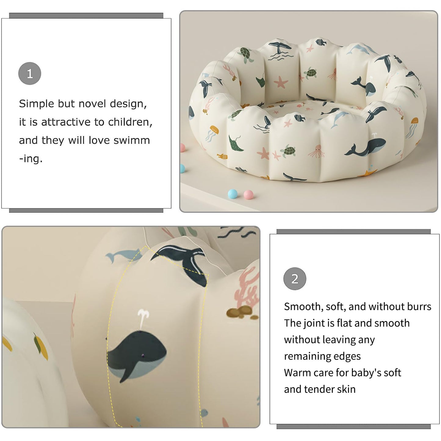 Piscina Hinchable Redonda para Bebés y Niños - 100x35cm, Uso Interior/Exterior, Juegos Acuáticos