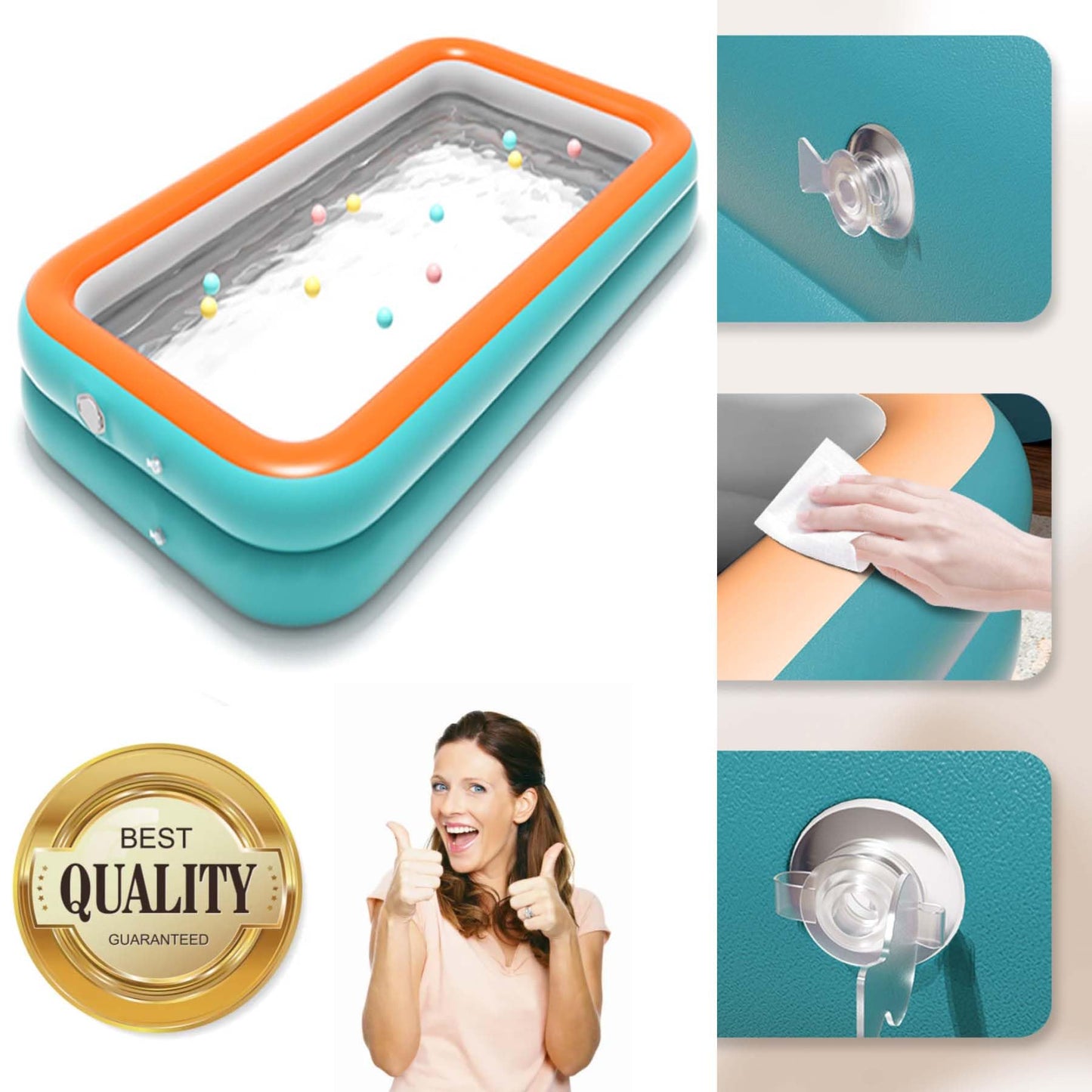 Piscina Hinchable para Niños Pequeños - 120cm Largo, 34cm Alto, Uso Exterior