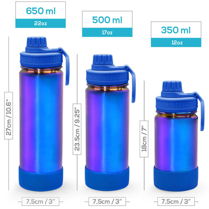 CHILLOUT LIFE Termo Infantil 500ml (17oz) - Acero Inoxidable, Tapa Antiderrames, Incluye Calcomanías Impermeables