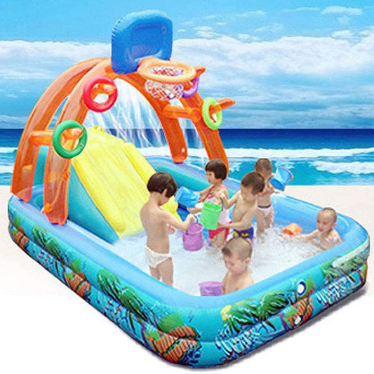 Castillo Hinchable Piscina Infantil - Centro de Juegos Acuáticos para Niños +3 Años y Mascotas