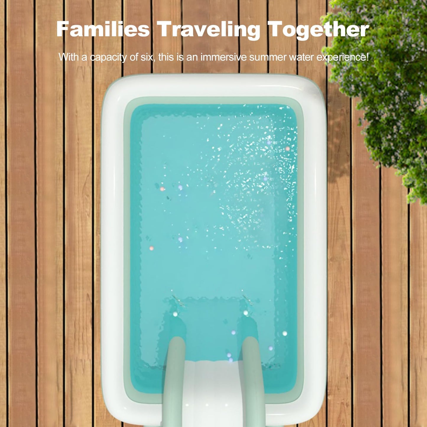 Ergocar Piscina Hinchable Exterior con Tobogán Integrado, Rectangular, Verde, para Niños y Adultos
