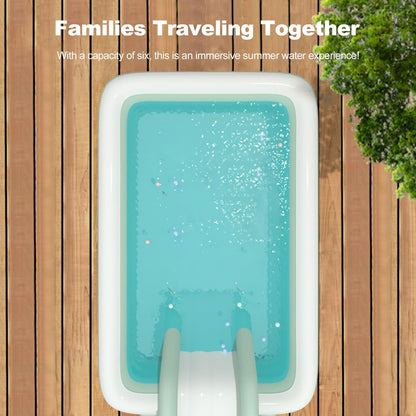 Ergocar Piscina Hinchable Exterior con Tobogán Integrado, Rectangular, Verde, para Niños y Adultos