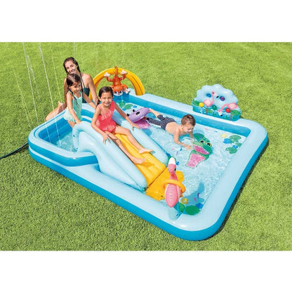 Centro Acuático INTEX 57161NP - Tobogán, Fuente y Juegos de Agua, Temática Jungla