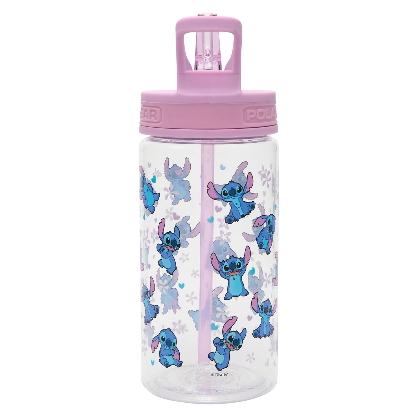 Disney Stitch - Botella de Agua Infantil 400ml con Pajilla, Sin BPA, Asa Transporte y Pajita Extraíble