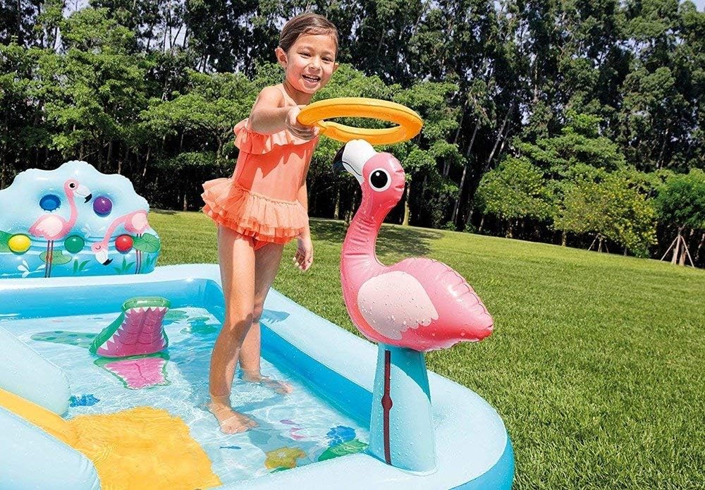 Centro Acuático INTEX 57161NP - Tobogán, Fuente y Juegos de Agua, Temática Jungla