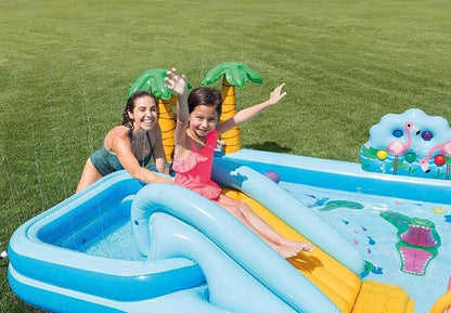 Centro Acuático INTEX 57161NP - Tobogán, Fuente y Juegos de Agua, Temática Jungla