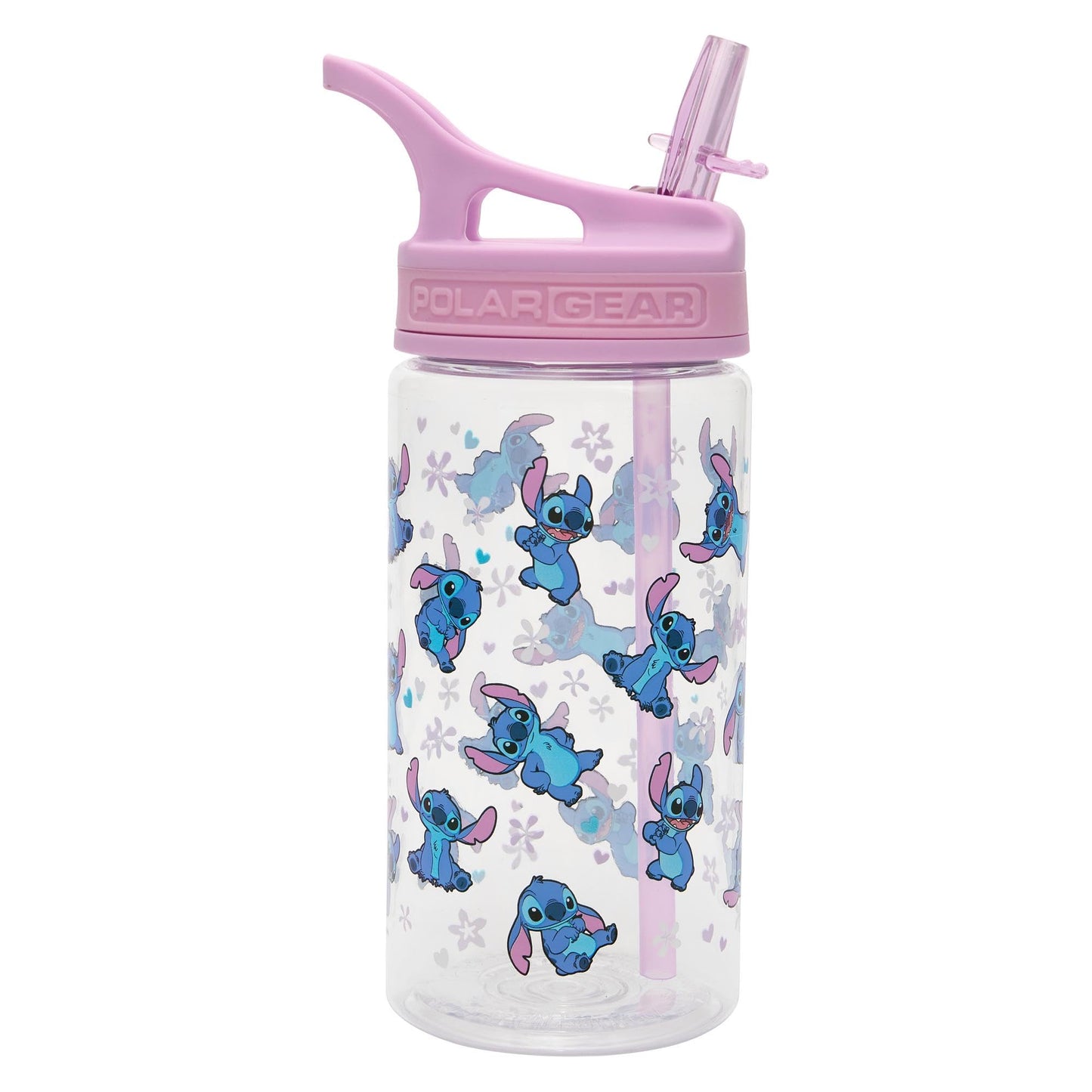 Disney Stitch - Botella de Agua Infantil 400ml con Pajilla, Sin BPA, Asa Transporte y Pajita Extraíble