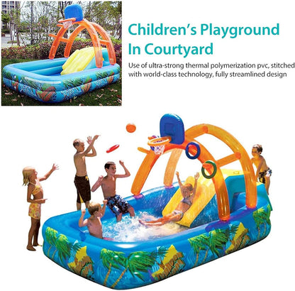 Castillo Hinchable Piscina Infantil - Centro de Juegos Acuáticos para Niños +3 Años y Mascotas