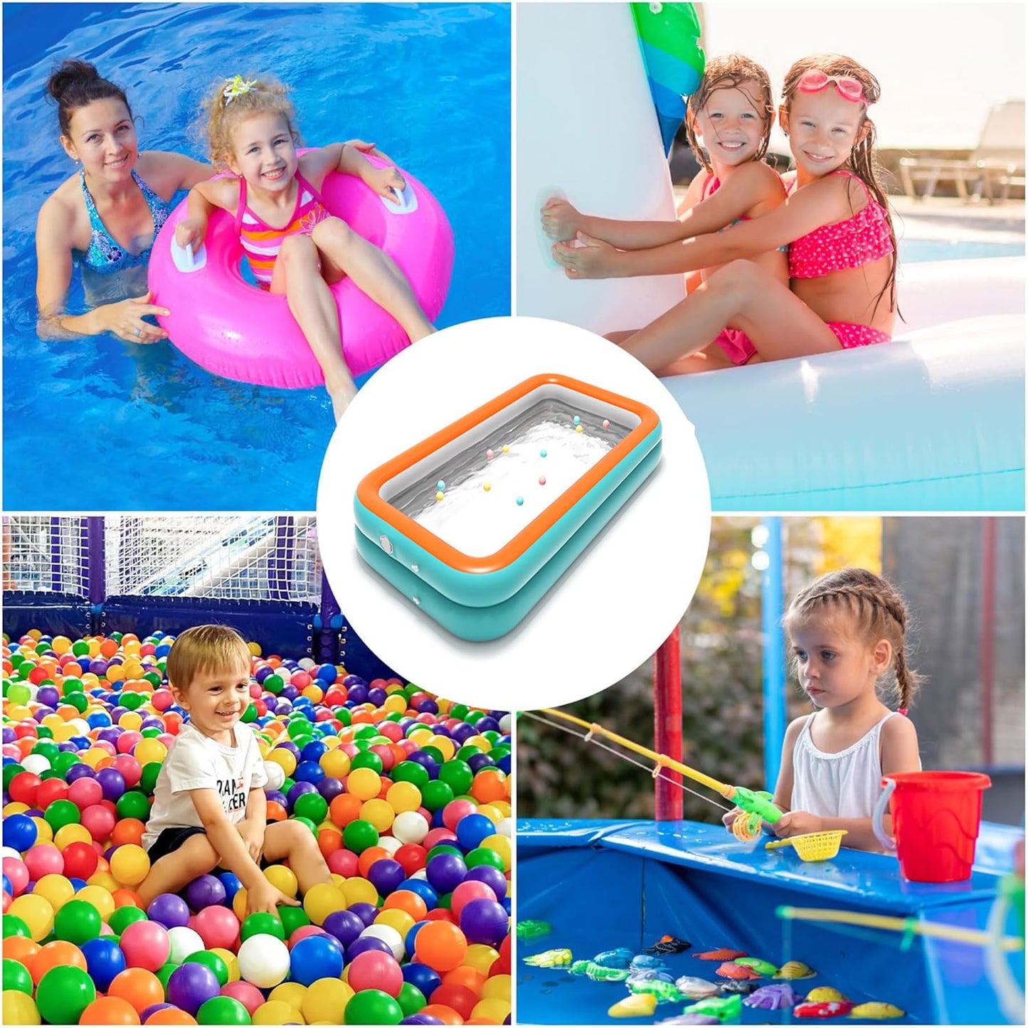 Piscina Hinchable para Niños Pequeños - 120cm Largo, 34cm Alto, Uso Exterior