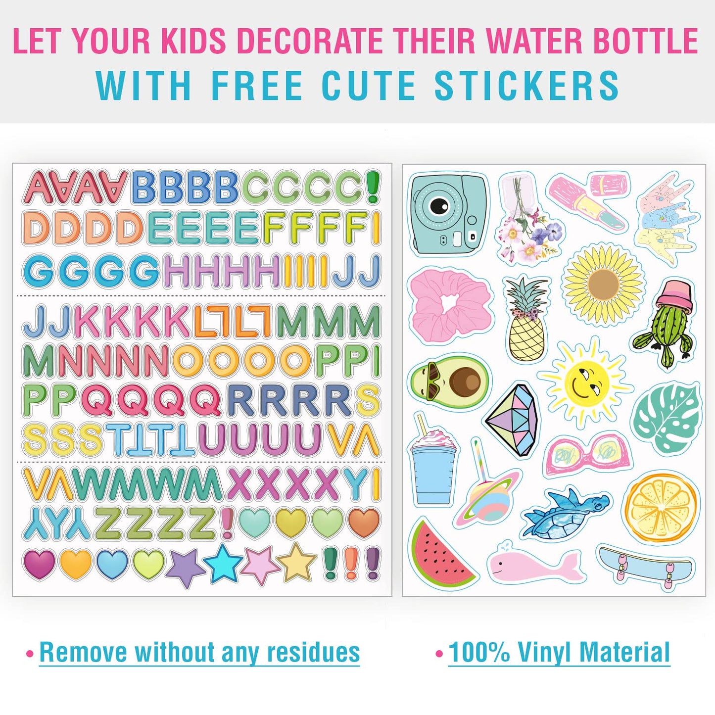 CHILLOUT LIFE Termo Infantil 500ml (17oz) - Acero Inoxidable, Tapa Antiderrames, Incluye Calcomanías Impermeables